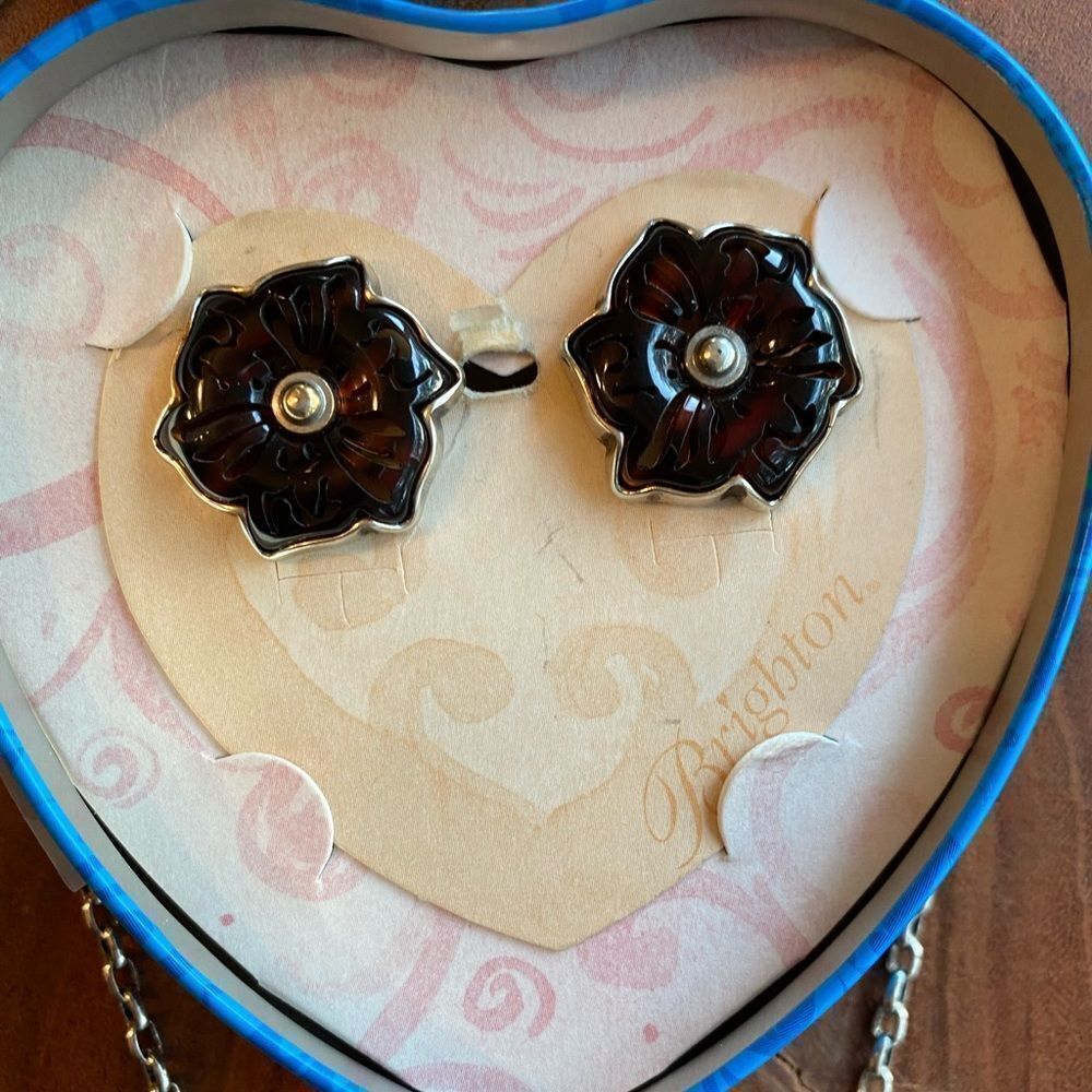 Brighton‎ Shadow Garden silver and tortoise shell flower necklace and earrings - Picture 5 of 7